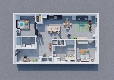 Floor plan for 2 beds, 2 baths, 1280 sqft